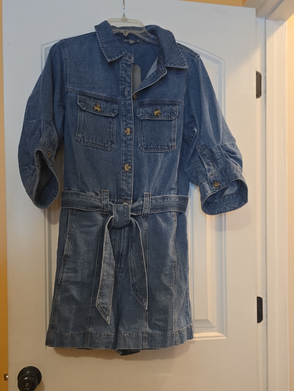 Wit & Wisdom Denim Utility Jumpsuit Romper in Blue